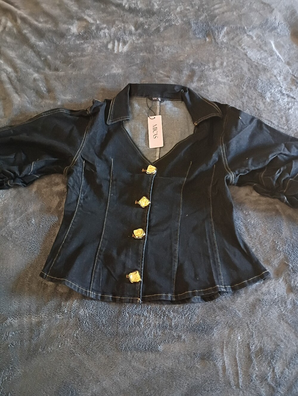 Micas Dark Blue Demin Blazer - Structured Women's Jacket L
